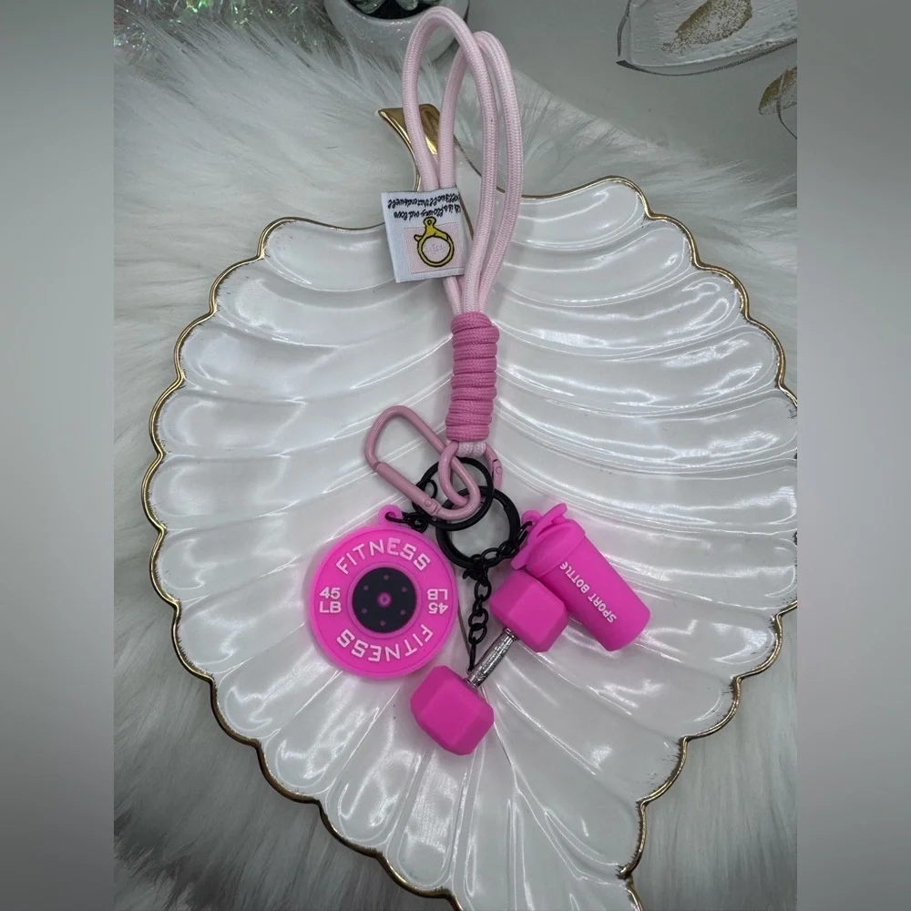 Pinkness Fitness Keychain Set w/ Wristlet bracelet